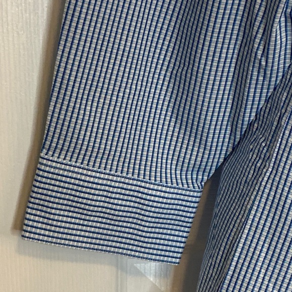 Calvin Klein Blue Gingham Cotton Dress Shirt Business 17.5 32/33 - Picture 5 of 16